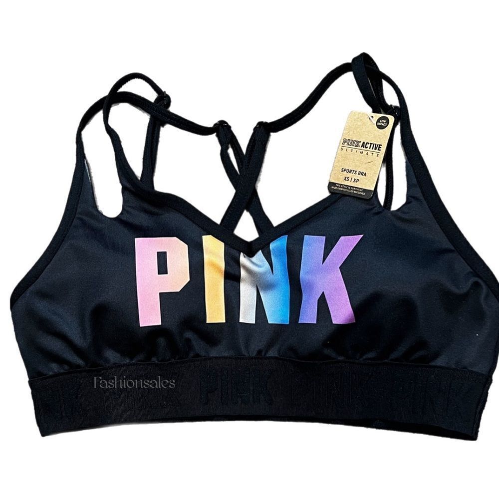 Victorias Secret Pink Active Ultimate Lined Removable Padding logo sport bra Xs